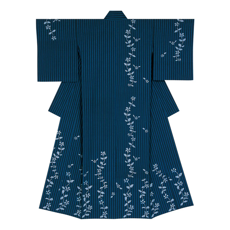 photo Kimono of Hand-spun Cotton Kasuri "Rondo"