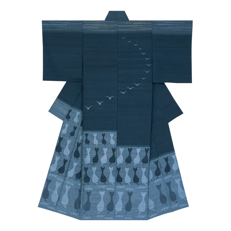 photo Kimono of Tsumugi "Night Gathering"