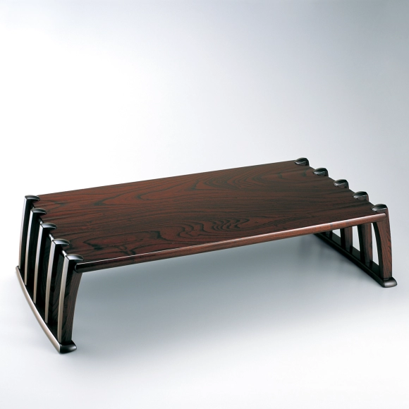 Ten-legged Table of Zelkova Finished in Wiped Urushi