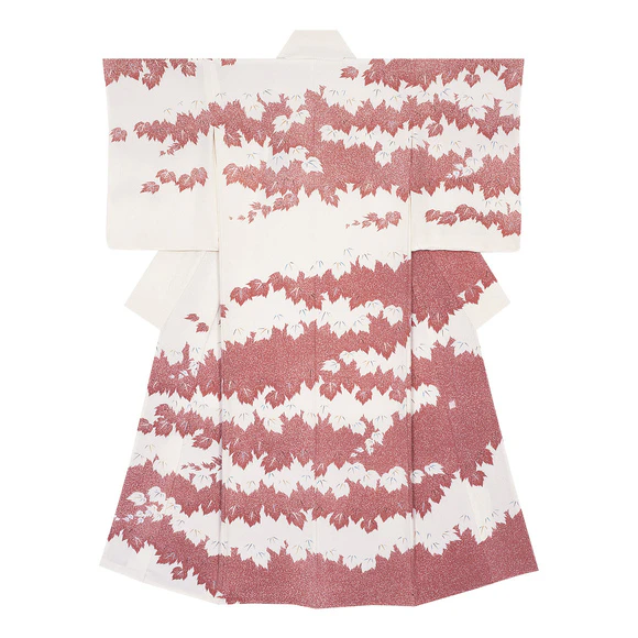 Formal Kimono with Design in Yūzen Dyeing "Red Ivy Leaves"