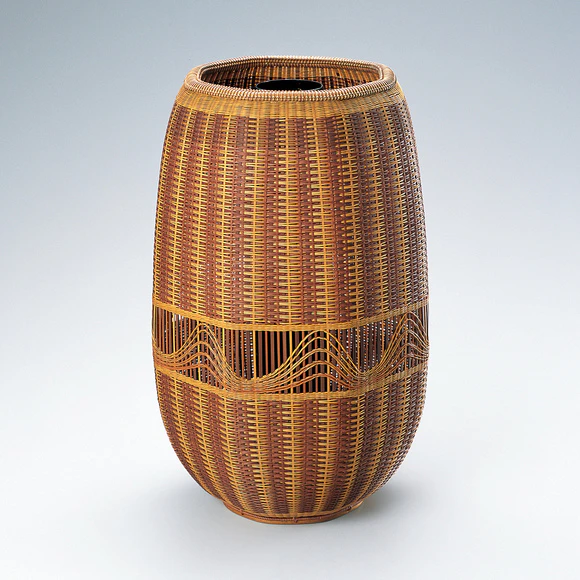 Octagonal Flower Basket with Mixed-color Pine Needle Weaving