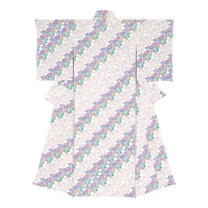 Kimono with Design in Stencil Resist Picture Dyeing "Fragrant Flowers Flowing Elegantly"