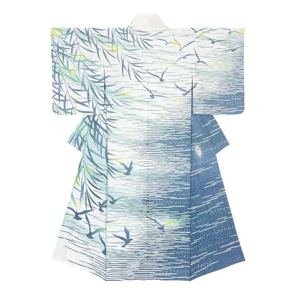 Kimono with Design in Rice Paste Resist Sekidashi Yūzen Dyeing "Flying"