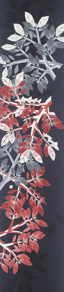 Obi Sash with Design in Yūzen Dyeing "Burning Bush"