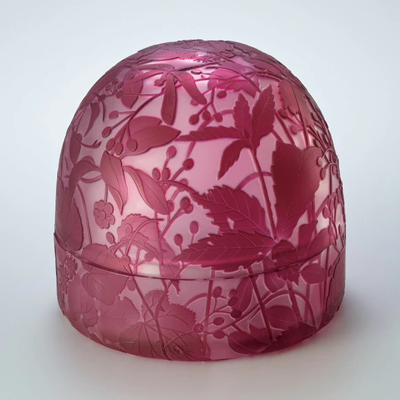 Sandblasted Covered Vessel "Glowing Dark Red"