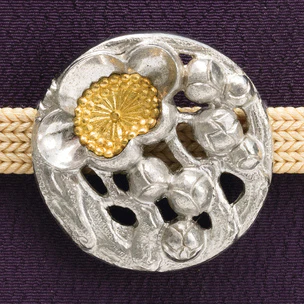 Platinum Embossed Obi Sash Clip "Plum"