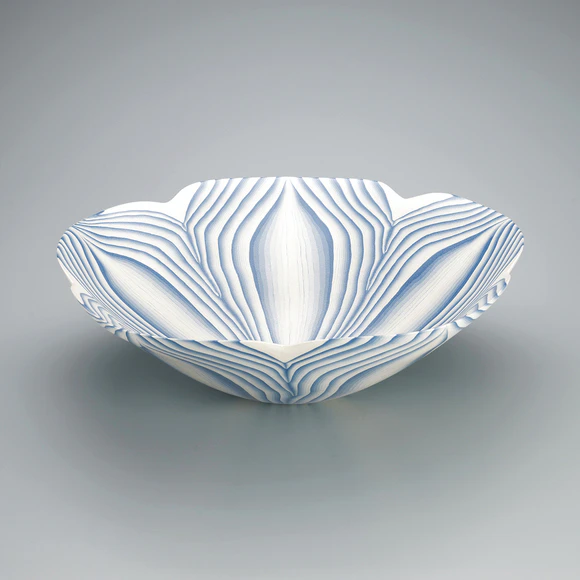 Marbled Ware Bowl with Open Flower Design