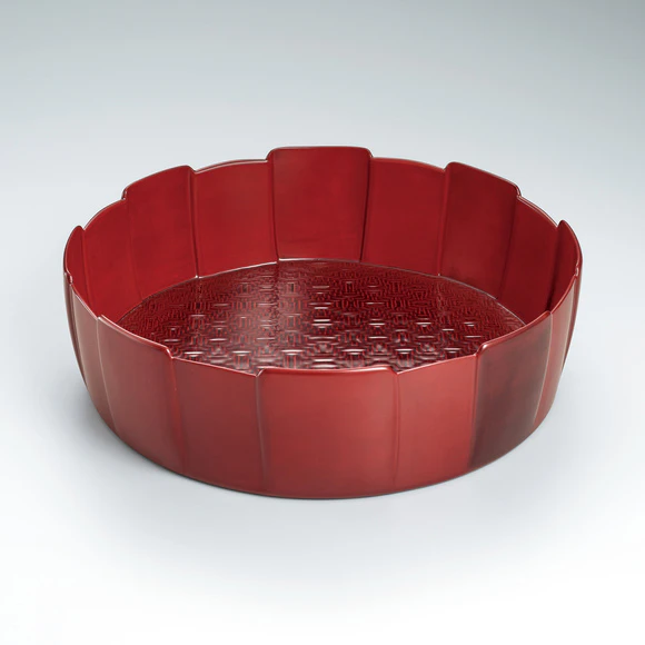 Kanshitsu Serving Dish with Ajiro (Woven Bamboo) Pattern 