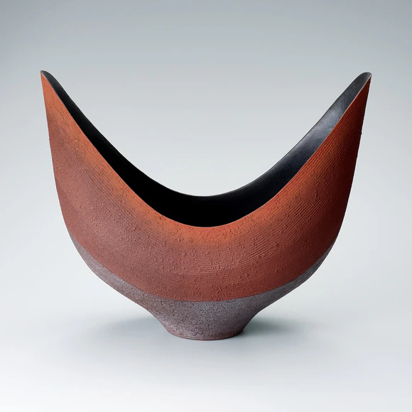 伊勢崎紳　備前緋襷ボタモチ　台鉢 備前緋襷ボタモチ十二角台鉢(伊勢﨑 紳)｜ギャラリージャパン