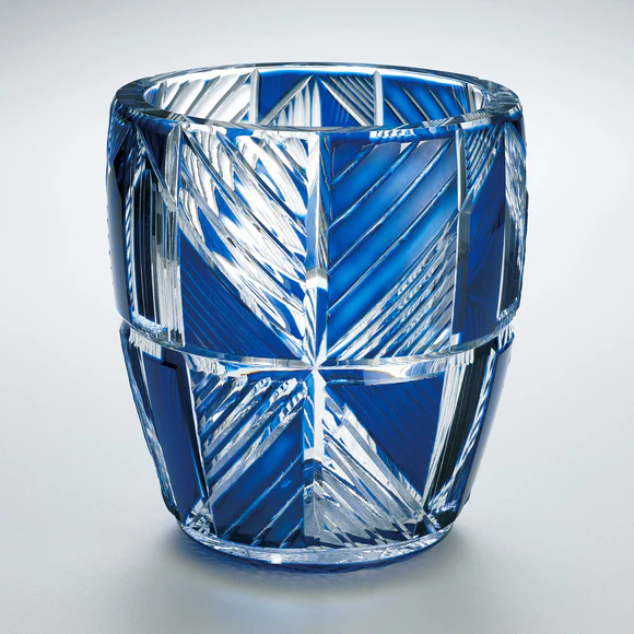 Cased Glass Flower Vase with Incised Decoration 