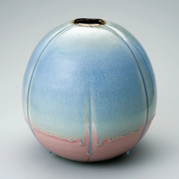Flower Vase with Ash Glaze and Color Design
