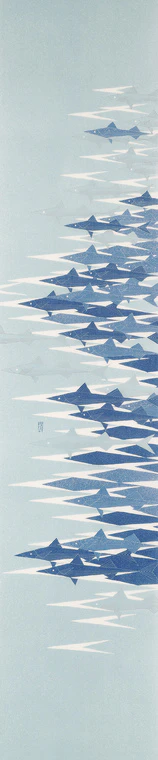 photo Obi Sash with Design in Yūzen Dyeing "Barracuda Pattern"