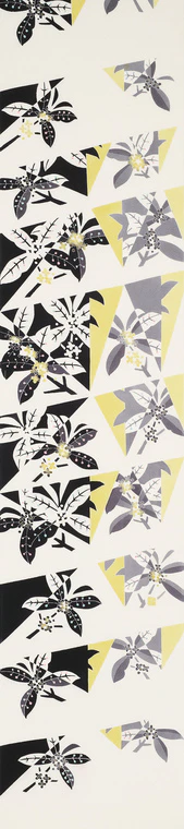 photo Obi Sash with Design in Yūzen Dyeing "Kinmokusei (Fragrant Olive)"