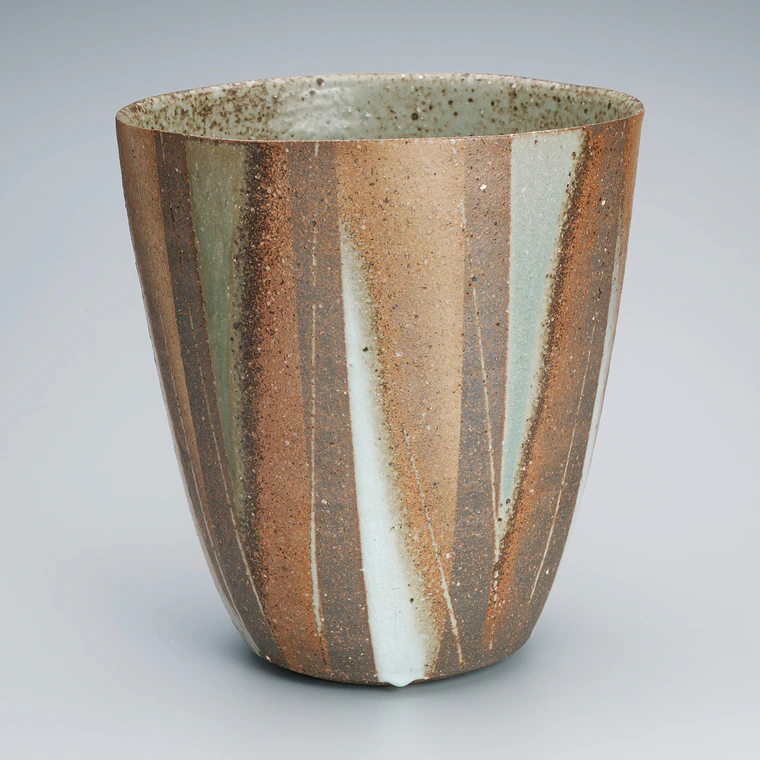 photo Wide-mouthed Jar with Ash Glaze and Color Design