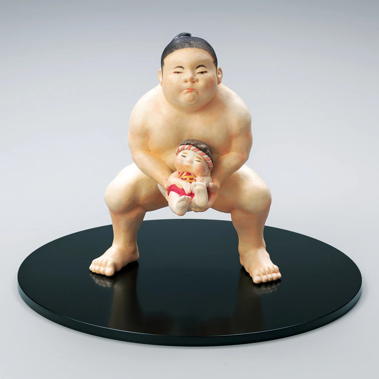 photo Formed with Tōso Over Wooden Core and Covered with Washi Paper "Perfect Sumo Weather"