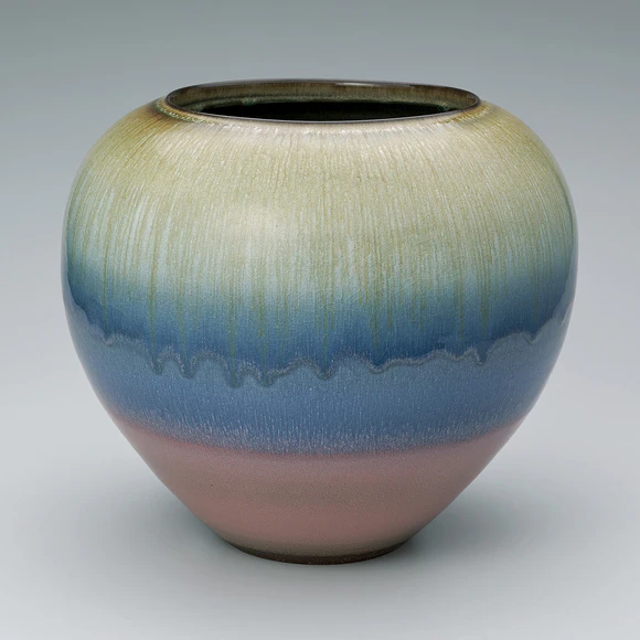 Flower Vase with Ash Glaze and Color Design