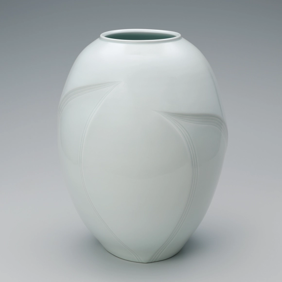 ホワイト陶器の抽象彫刻 彫刻白磁壺(ピーター ハーモン)｜ギャラリージャパン