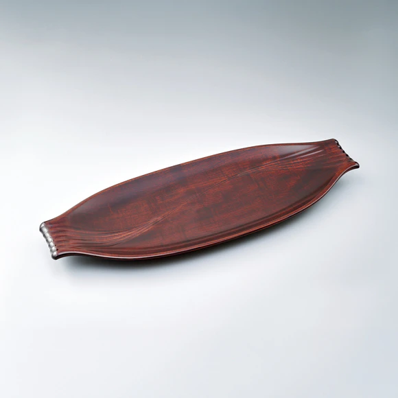 Serving Vessel with Chisha (Lettuce Wood), Wiped Urushi and Flowing Design