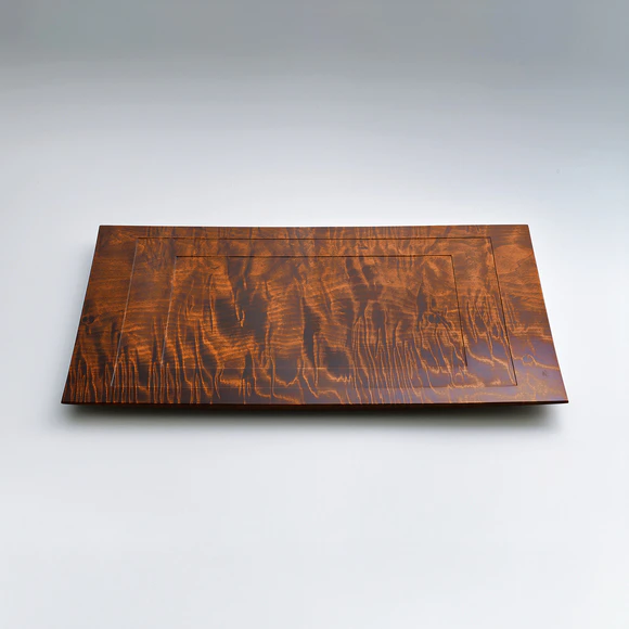Plate with Horse Chestnut and Wiped Urushi