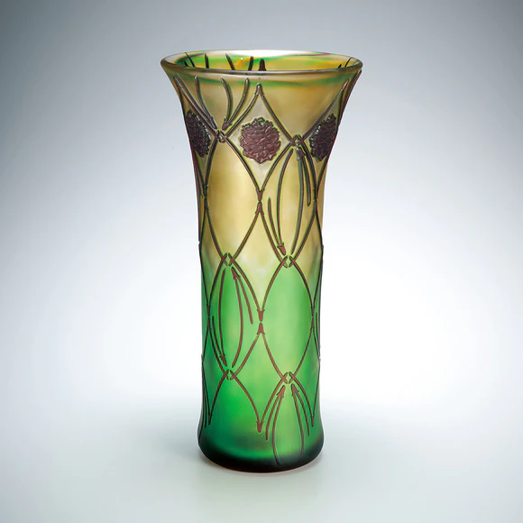 Glass Flower Vase with Sandblasting 