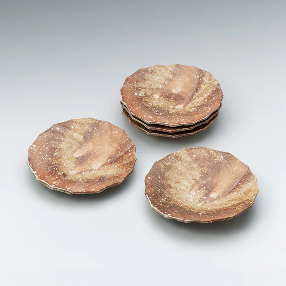 Set of Shigaraki Plates with Streamline Design