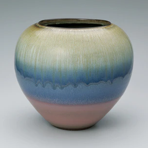 Flower Vase with Ash Glaze and Color Design