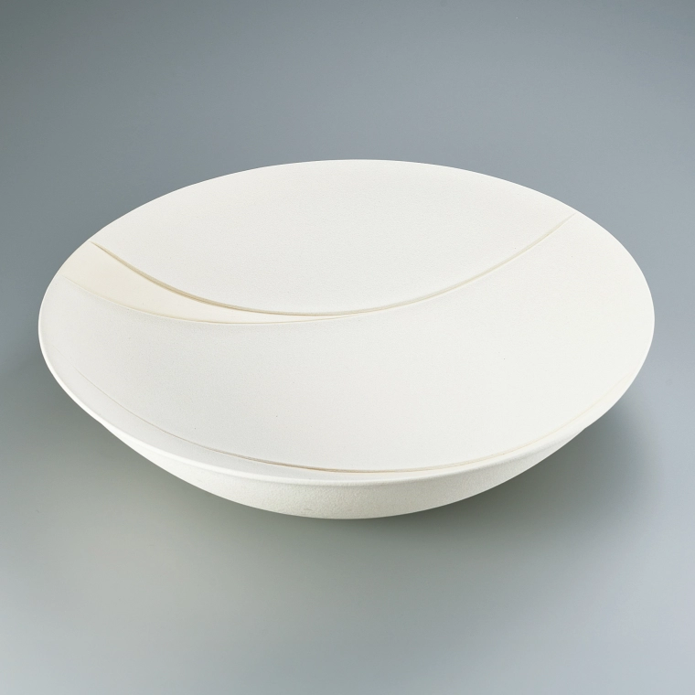 photo Bowl with White Porcelain and Suidai (Blown Clay) Decoration