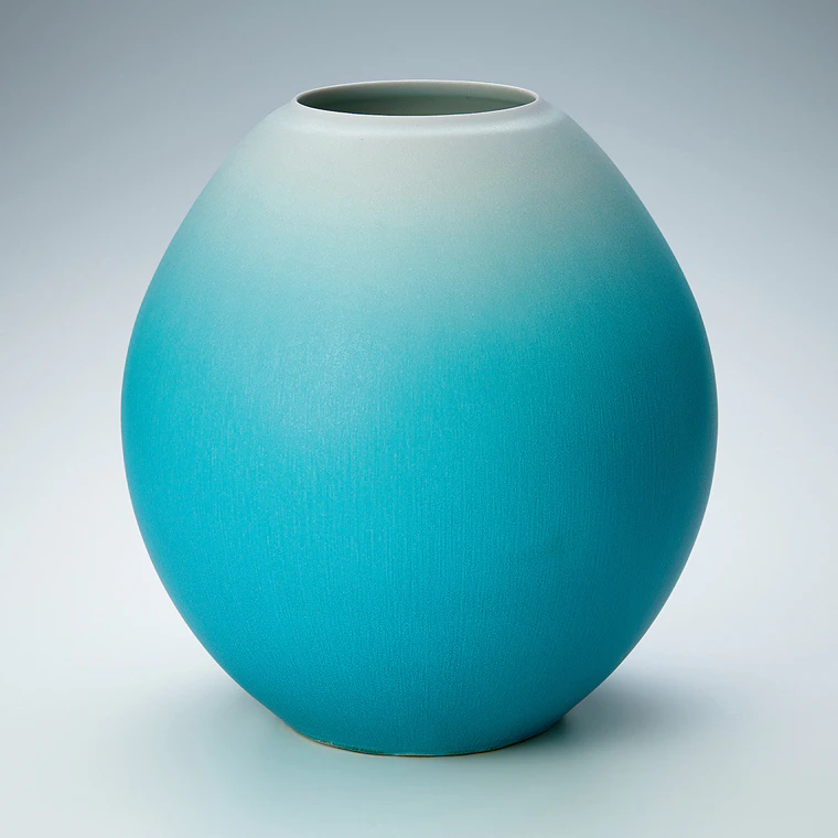 photo Flower Vase with Azure Glaze