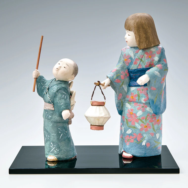 photo Doll Formed with Tōso Over Wooden Core and Covered with Washi Paper "Eve of the Festival"