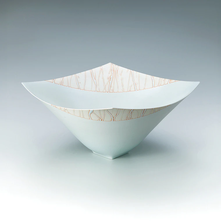 photo Square Bowl with Mica and Silver Decoration "Scarlet"