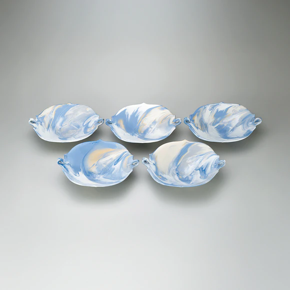 Set of Bowls with Celestial Sky Design in Colored Slip