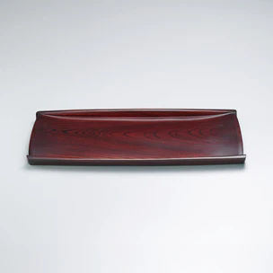 Boat-shaped Plate of Zelkova Wood Finished in Wiped Urushi