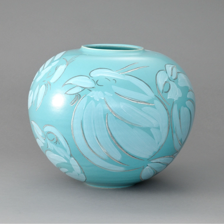 photo 鳥紋銀彩壺