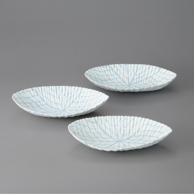 photo Set of 3 Bowls with Marbled Design and Radial Pattern