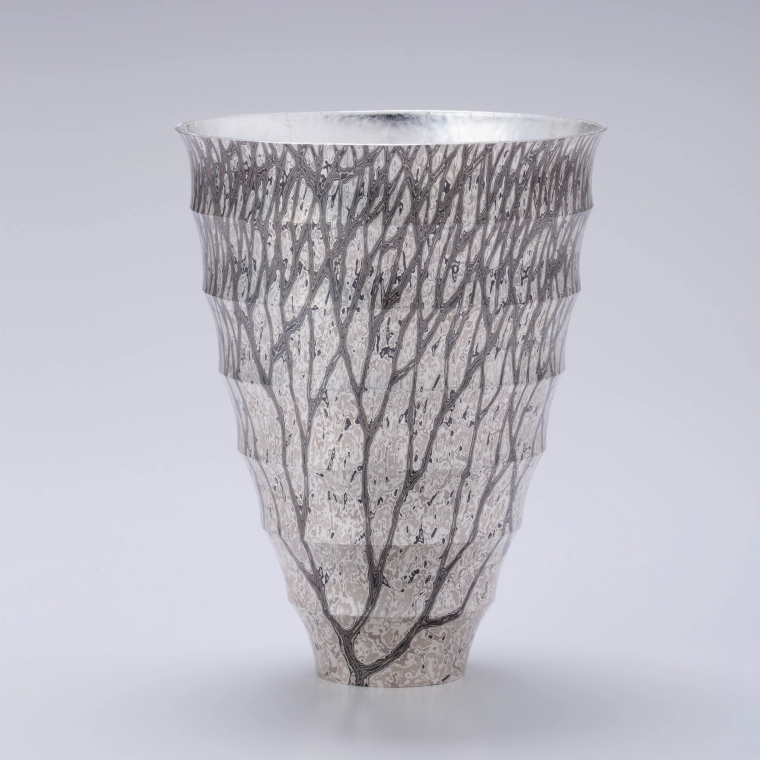photo Hammered Mokumegane Wide-mouthed Flower Vase