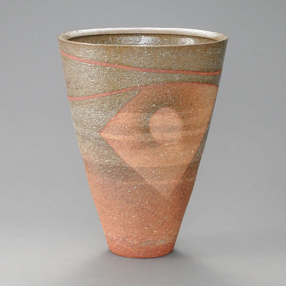 Ash Glaze Marbleized Line Patterned Vase