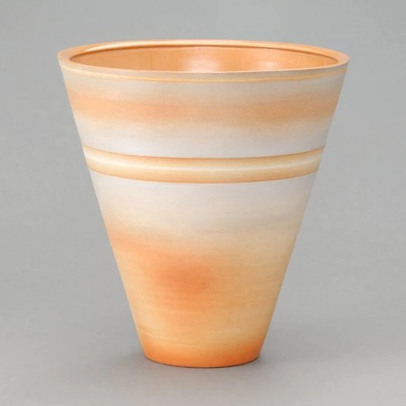 Ash Glaze Scarlet Vase with Five-Colored Line Inlays