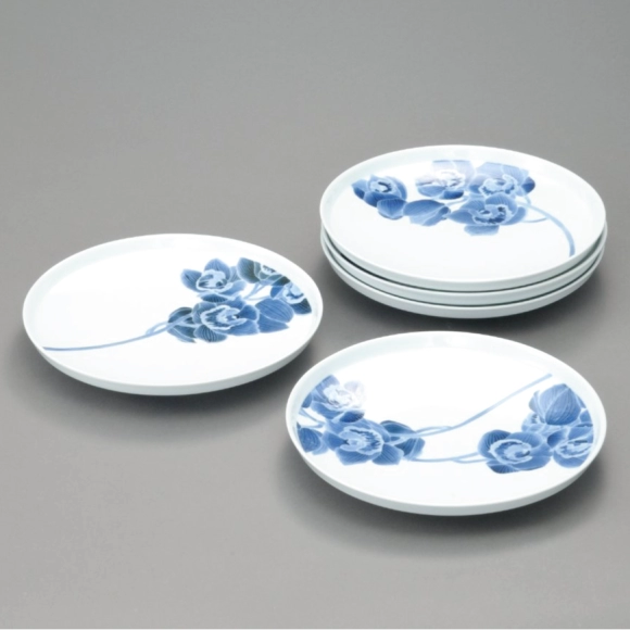 呉須絵花文組皿(木村 知子)｜ギャラリージャパン