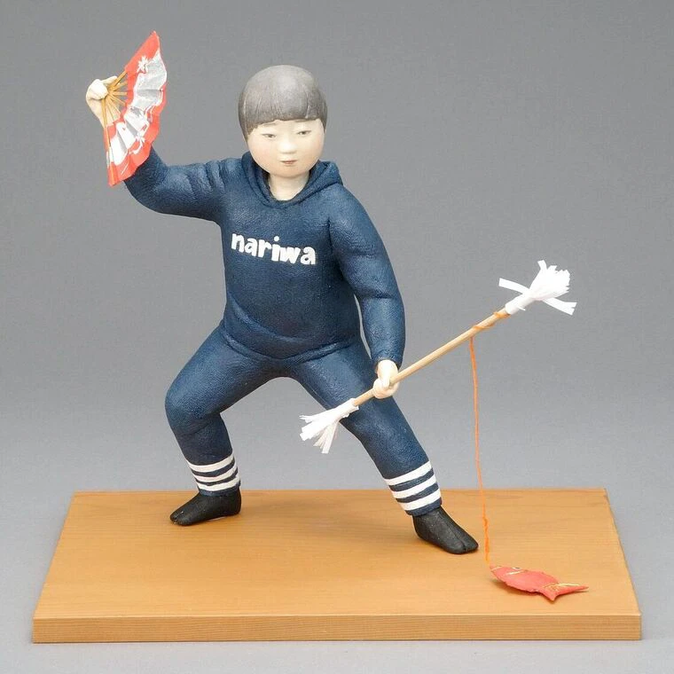 photo Formed with Toso Over Wooden Core and Covered with Cloth and Paper "Fishing for Sea Bream (Bitchu Kodomo Kagura)"