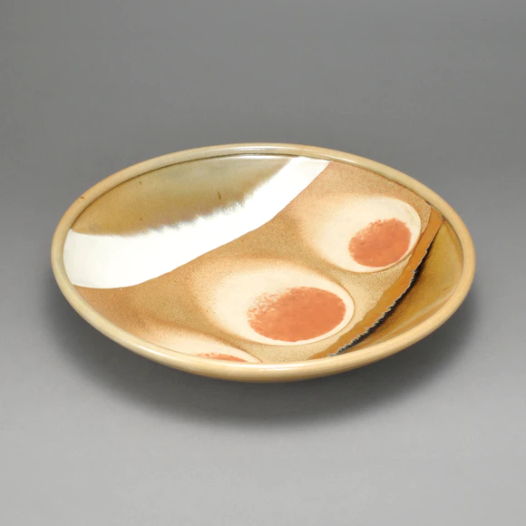 Iron Ash Glaze Fire Circle Patterned Large Plate