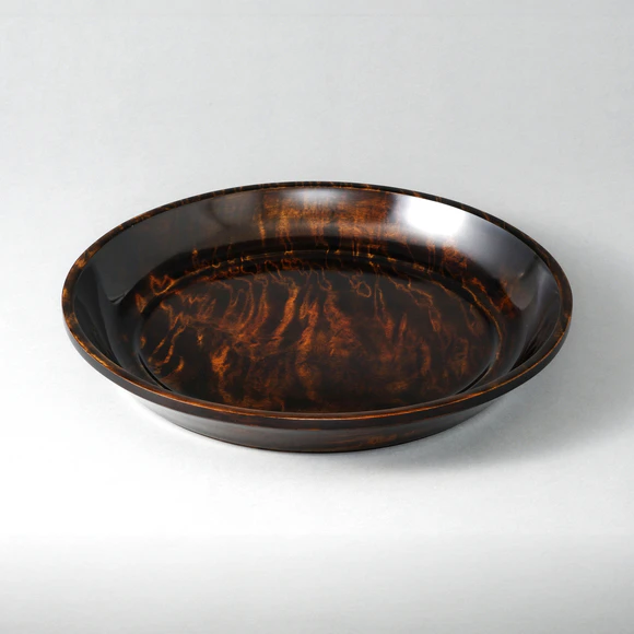 Serving Bowl with Horse Chestnut and Wiped Urushi