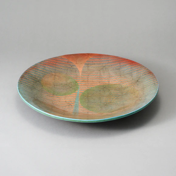 Iron Pigment Flower Designed Colored Inlay Plate