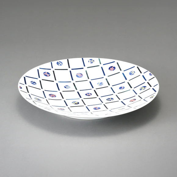 Large Porcelain Plate with Polychrome Character Design