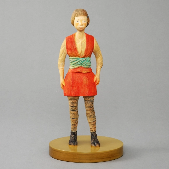 Wood Sculpture with Polychromy "Hachikin (Strong Independent Woman)"