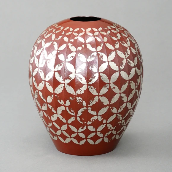 Flower Vessel of Forged Bronze with Silver Decoration