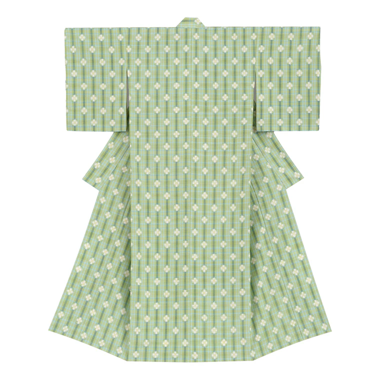 photo Kimono of Tsumugi "Chameleon Plant"