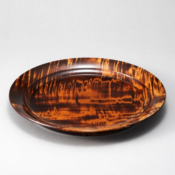 Tray of Horse Chestnut Wood Finished in Wiped Urushi