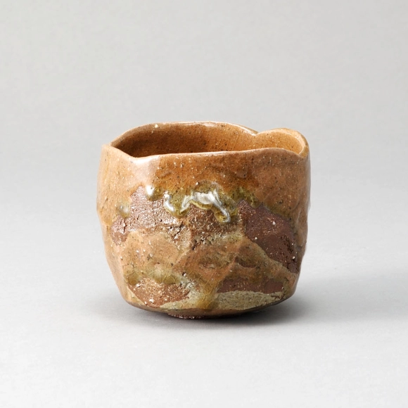 Tea Bowl with Ash Glaze and Spatula Scraped Design
