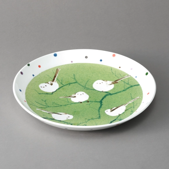 Plate with Design of Flock of Birds in Underglaze Painting