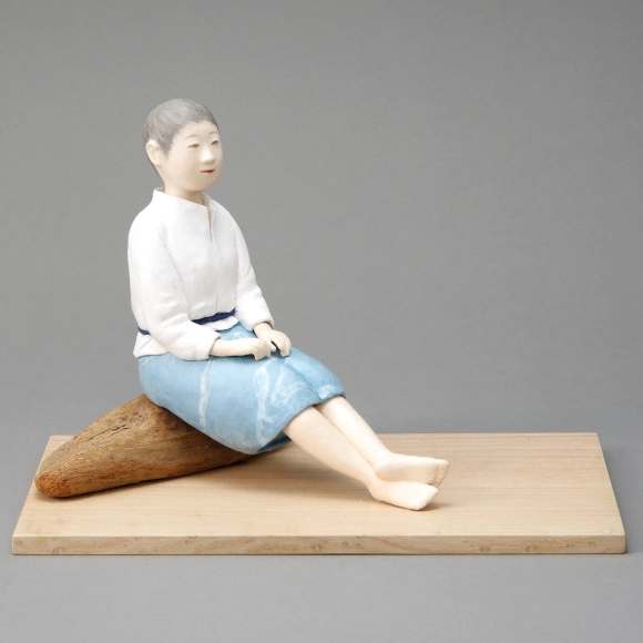 木芯桐塑和紙布貼「水辺」